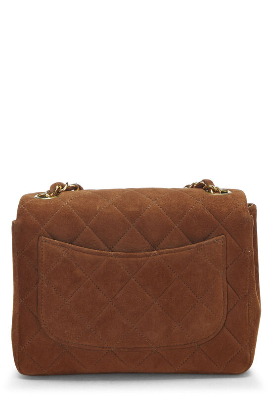 Brown Quilted Suede Classic Square Flap Mini, , large image number 3