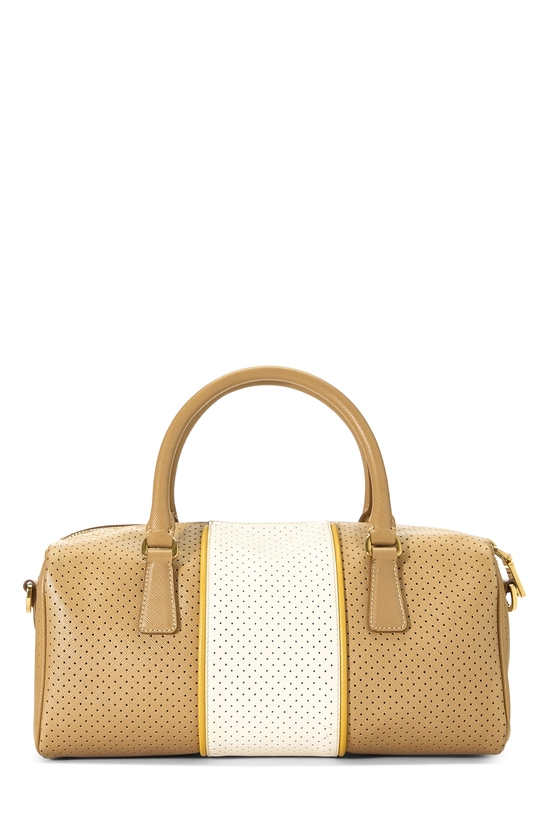 Multicolor Perforated Leather Boston Bag, , large image number 3