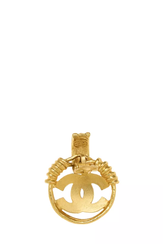 Gold 'CC' Spring Earrings, , large image number 2