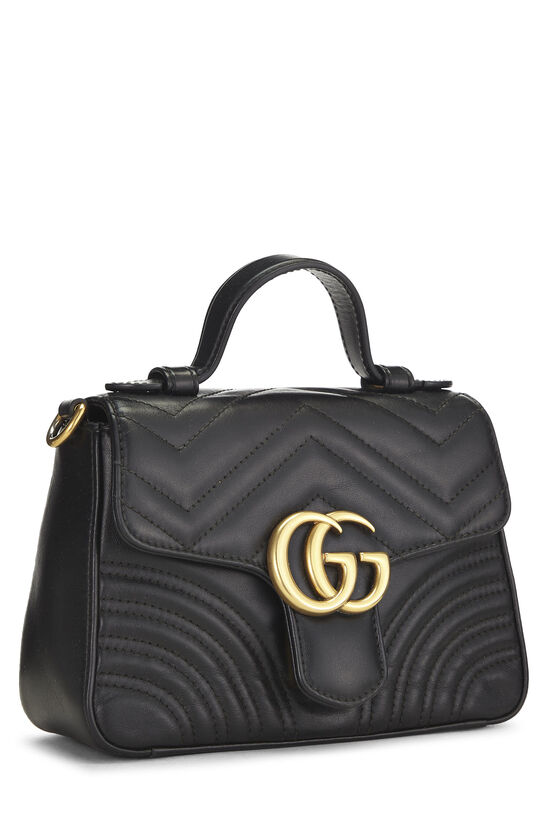 Black Leather Torchon GG Marmont Top Handle Flap Bag Mini, , large image number 1
