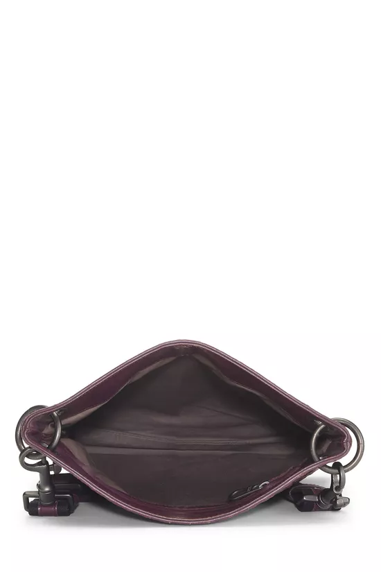 Purple Intrecciato Leather Flat Messenger Bag, , large image number 5
