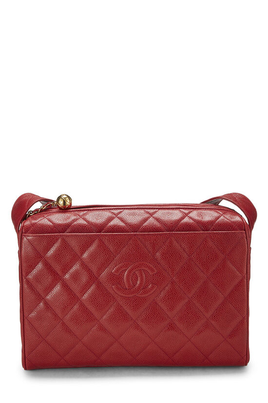 Red Quilted Caviar Diamond 'CC' Camera Bag Large, , large image number 0