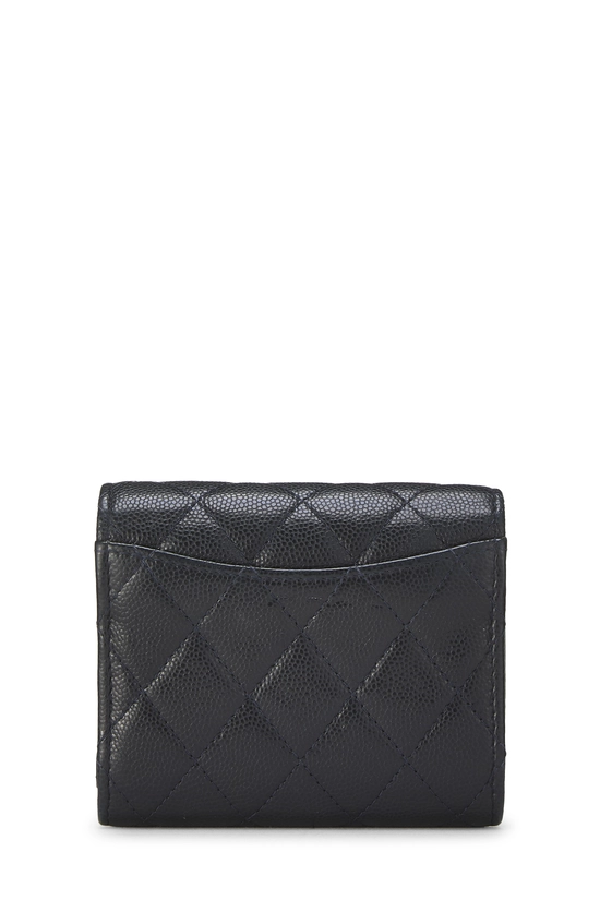 Navy Caviar Classic Flap Compact Wallet, , large image number 2