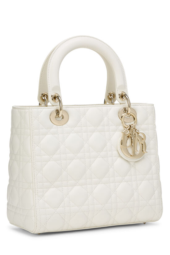 White Cannage Quilted Lambskin Lady Dior Medium, , large image number 1