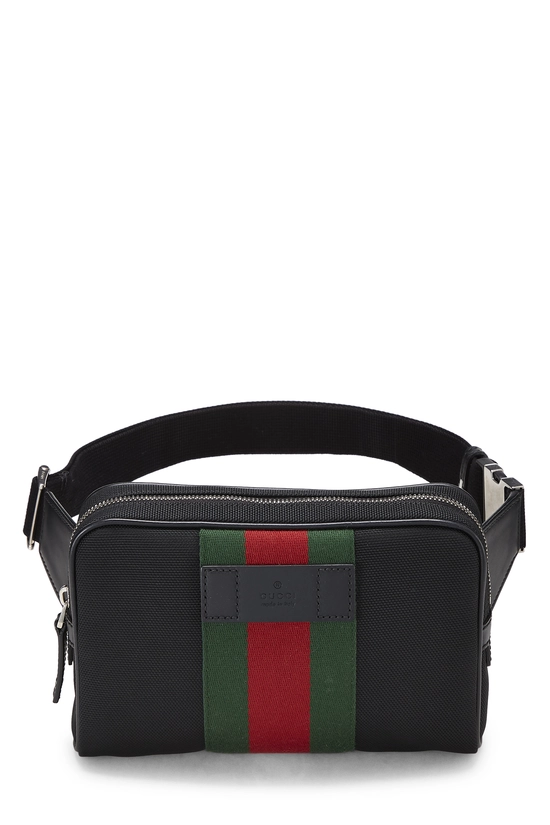 Black Techno Canvas Web Belt Bag, , large image number 0