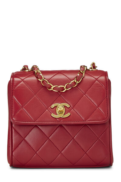 Red Quilted Lambskin Shoulder Bag Mini