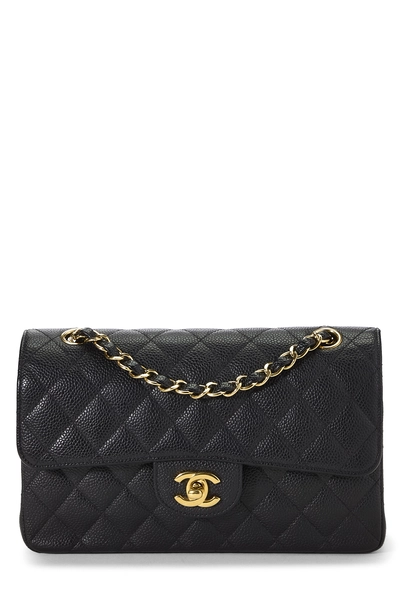 Chanel Black Quilted Caviar Classic Double Flap Small