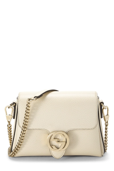 Gucci White Leather Interlocking Shoulder Bag Small
