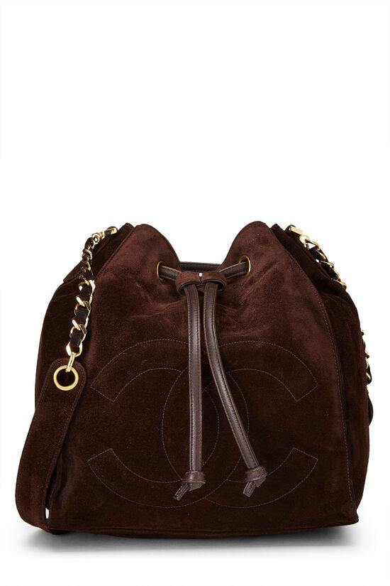 CHANEL Black Vintage Suede CC Chain Bucket Backpack Shoulder Bag