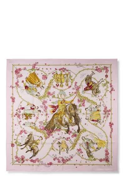 Pink & Multicolor 'Les Petits Princes' Silk Scarf 90