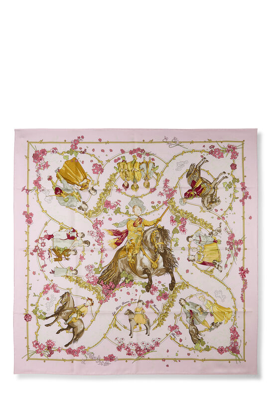 Pink & Multicolor 'Les Petits Princes' Silk Scarf 90, , large image number 0