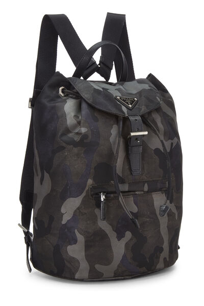 Multicolor Tessuto Nylon Camouflage Buckle Backpack, , large