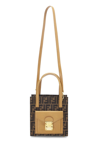 Brown Zucca Canvas Convertible Handbag, , large