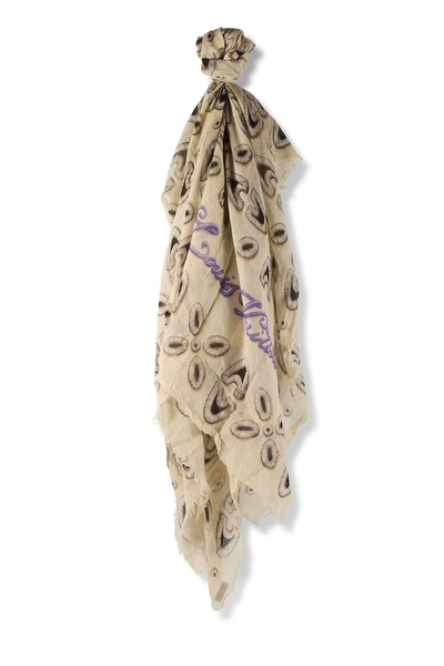 Beige Printed Cashmere-Blend Shawl 