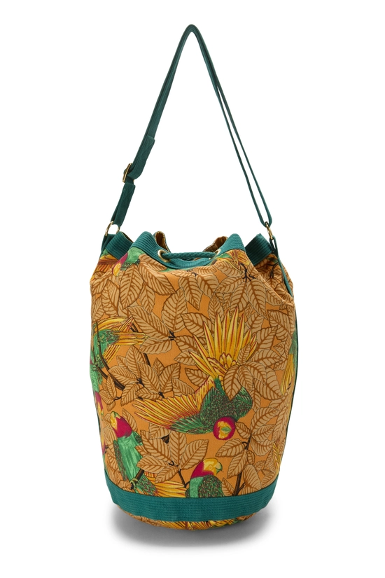 Yellow Les Perroquets Canvas Drawstring Shoulder Bag, , large image number 3