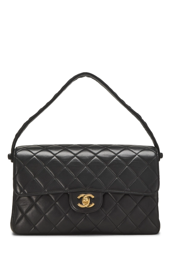 Black Quilted Lambskin Double Sided Flap Medium, , large image number 3