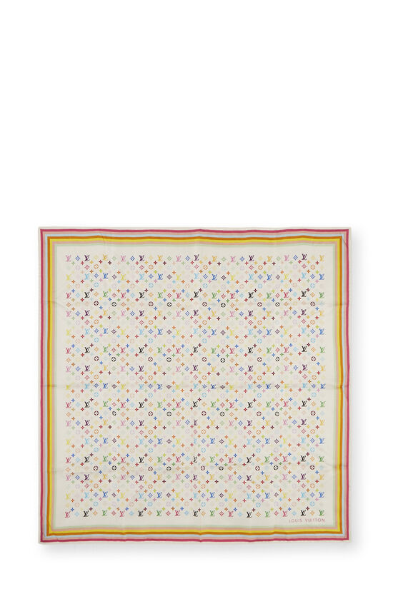Takashi Murakami x Louis Vuitton White Monogram Multicolore Silk Scarf, , large image number 0