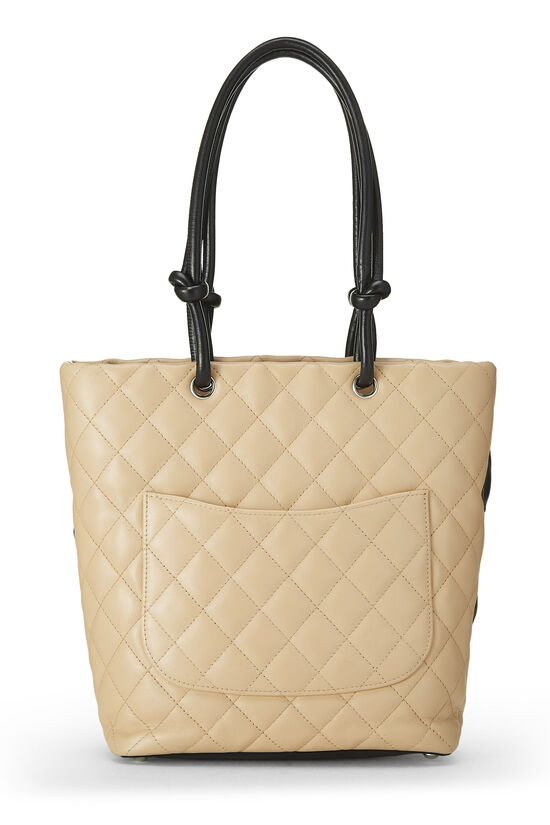 Beige Quilted Calfskin Cambon Tote Small, , large image number 3