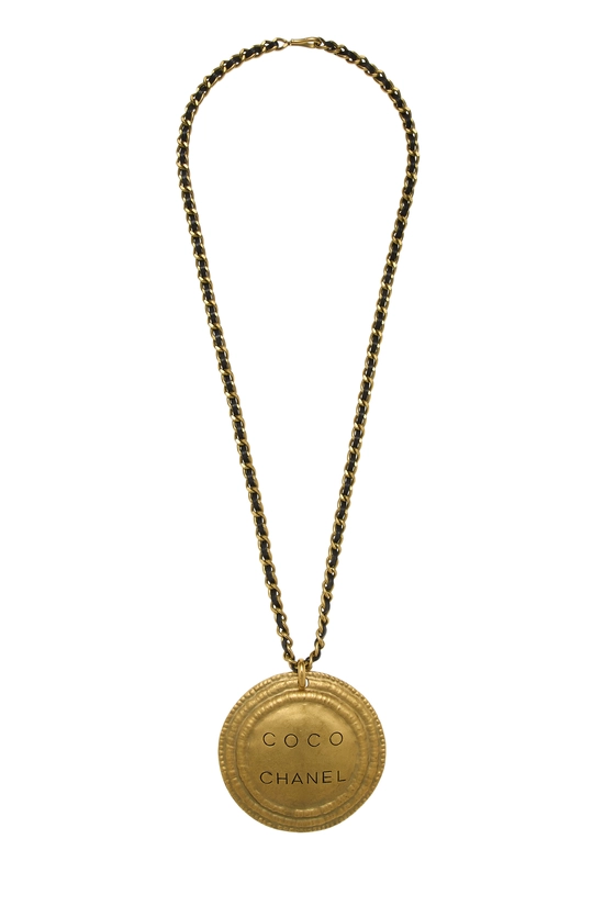 Black & Gold Medallion Necklace Large, , large image number 0