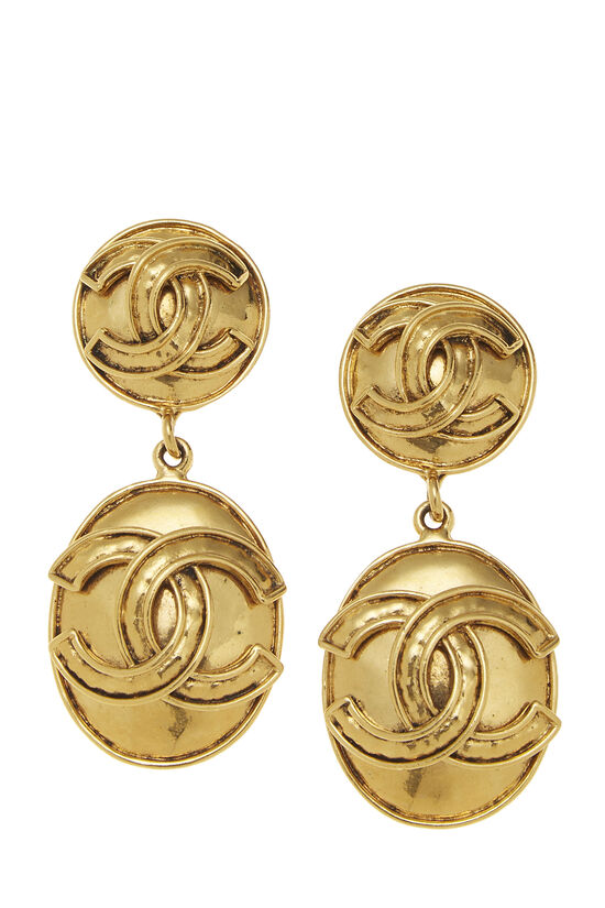 Gold 'CC' Dangle Earrings, , large image number 0