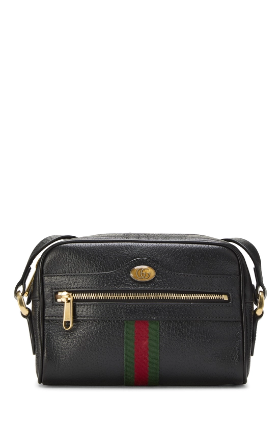 Black Leather Web Ophidia Crossbody Medium, , large image number 0