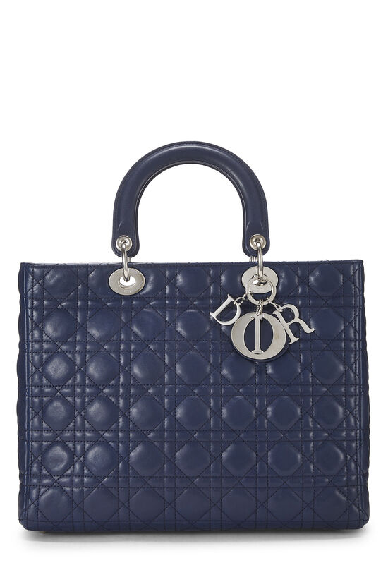 Blue Cannage Quilted Lambskin Lady Dior Large, , large image number 0