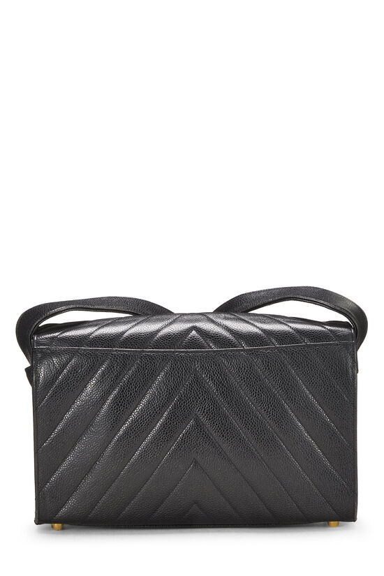 Chanel Black Chevron Caviar Flap Shoulder Bag, , large image number 4