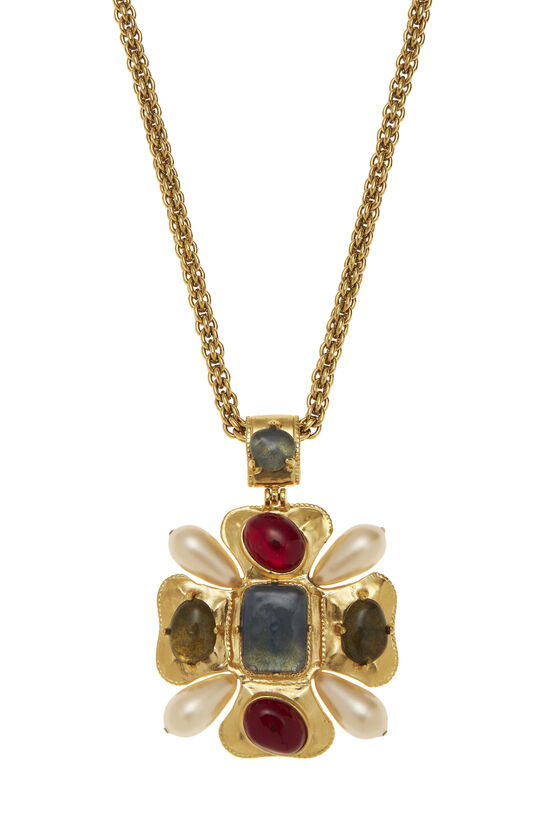 Gold & Multicolor Gripoix Necklace, , large image number 1