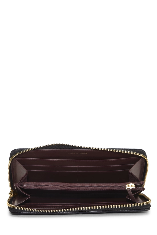 Black Quilted Caviar Zip Around Wallet, , large image number 3