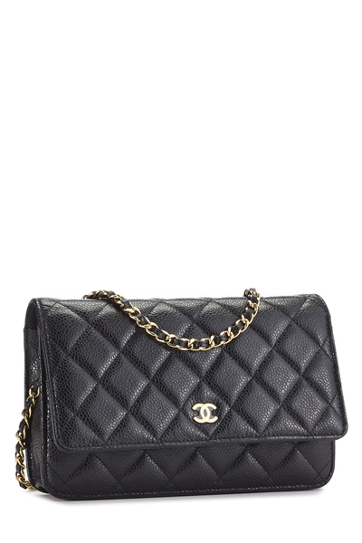 Black Quilted Caviar Classic Wallet on Chain (WOC), , large