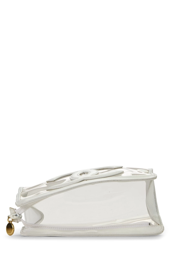 White Leather & Clear Vinyl 'CC' Pouch, , large image number 3