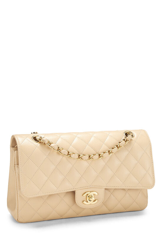 Beige Quilted Caviar Classic Double Flap Medium, , large image number 1