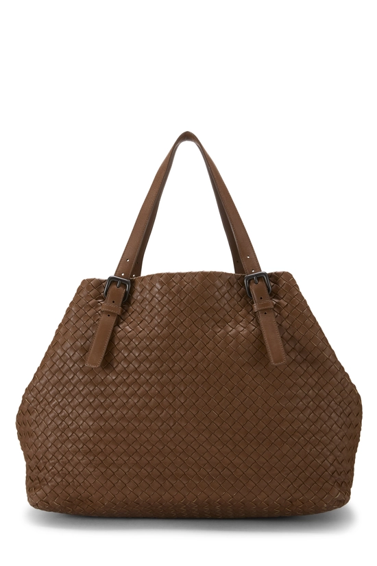 Brown Intrecciato Cesta Tote Large, , large image number 3