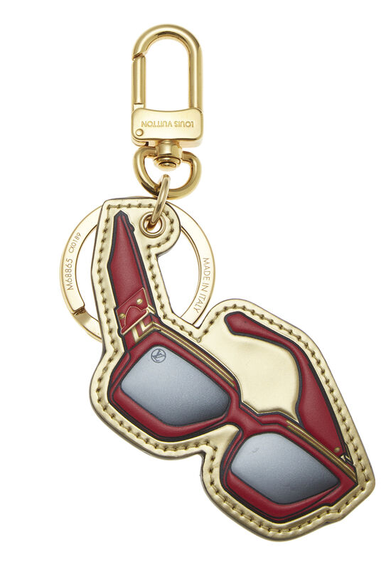 Gold & Multicolor Leather Millionaire Sunglasses Bag Charm, , large image number 0