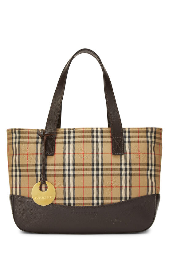 Brown Haymarket Check Canvas Handbag Small, , large image number 0