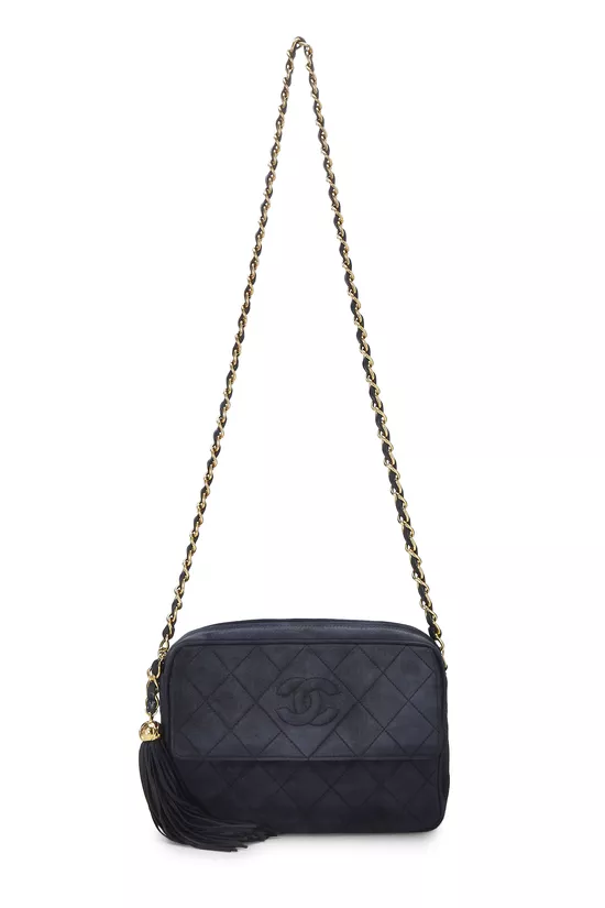 Navy Quilted Suede Pocket Camera Bag Medium, , large image number 1