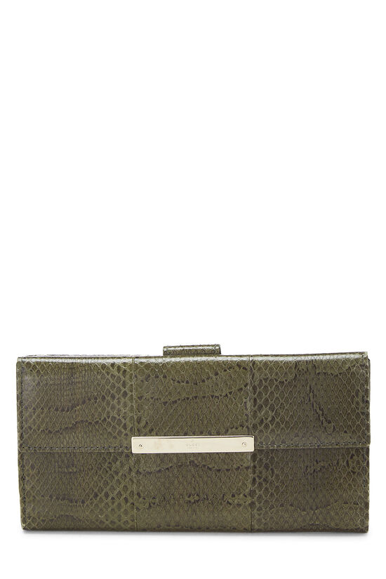 Green Python Continental Wallet, , large image number 0