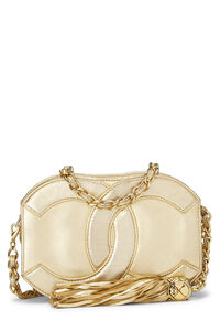 Chanel - Metallic Gold Quilted Lambskin Kiss Lock Whipstitch Mini