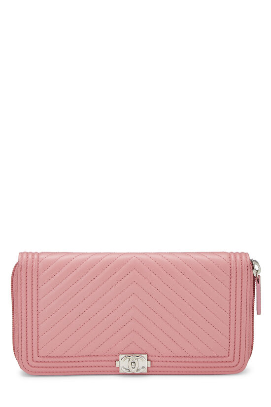 Pink Chevron Lambskin Boy Wallet, , large image number 0