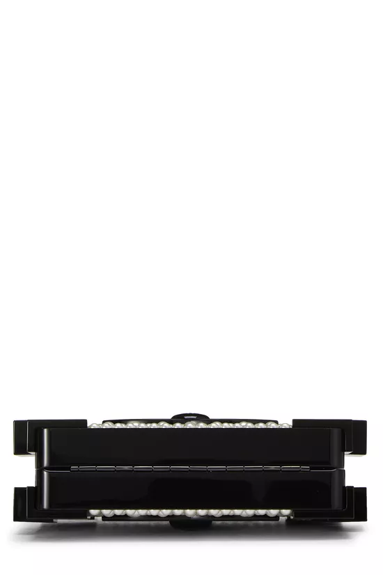 Black Plexiglass Faux Pearl Boy Brick Clutch, , large image number 4