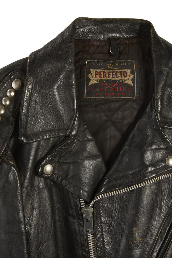 Black Leather 1950s Perfecto Jacket, , large image number 2