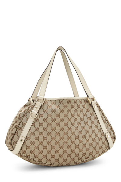 Cream GG Canvas Abbey Zip Tote Large, , large