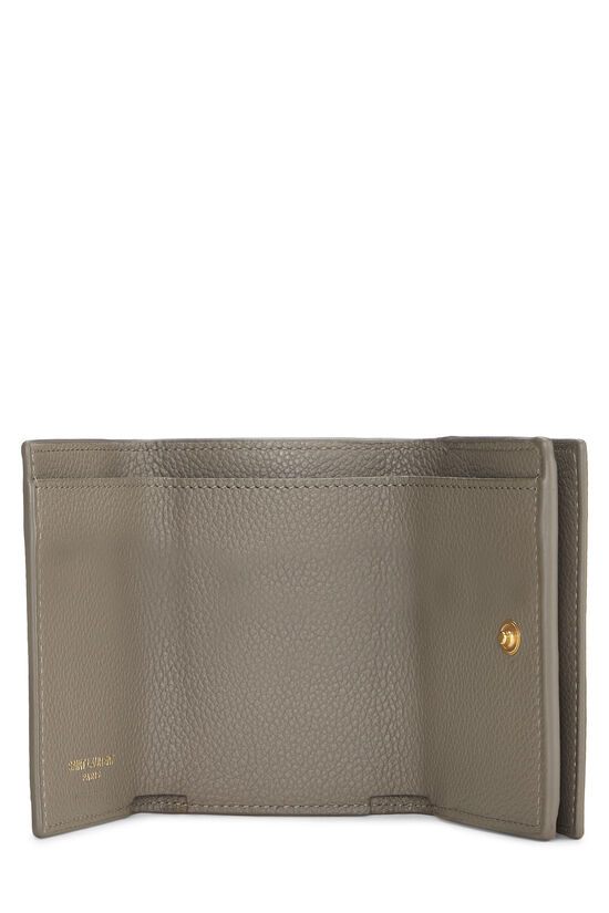 Grey Calfskin Line Flap Compact Wallet, , large image number 3