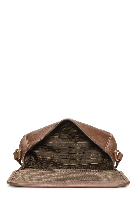 Brown Vitello Daino Flap Crossbody Bag, , large image number 5