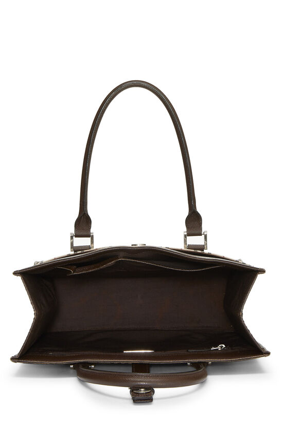 Brown Jacquard Buckle Handbag Large, , large image number 5