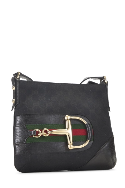 Gucci Black GG Canvas Web Hasler Messenger — photo 2