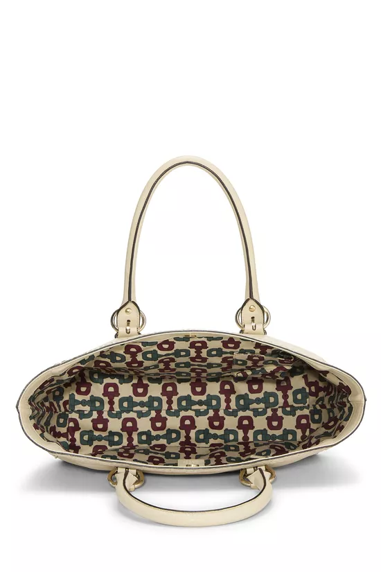 Cream Pebbled Leather Tote, , large image number 5