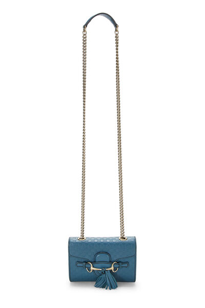 Blue Microguccissima Leather Emily Chain Crossbody, , large