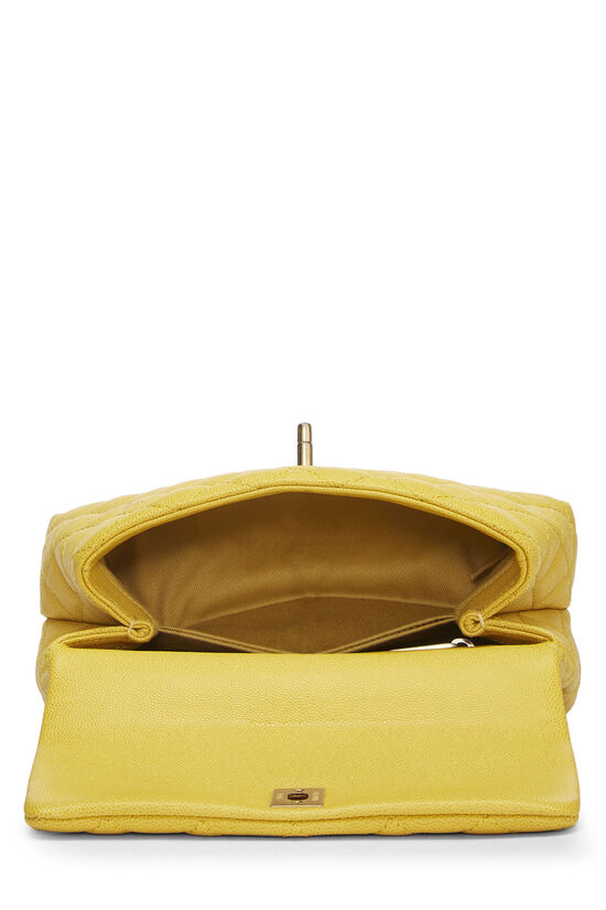 Yellow Quilted Caviar Coco Handle Bag Mini