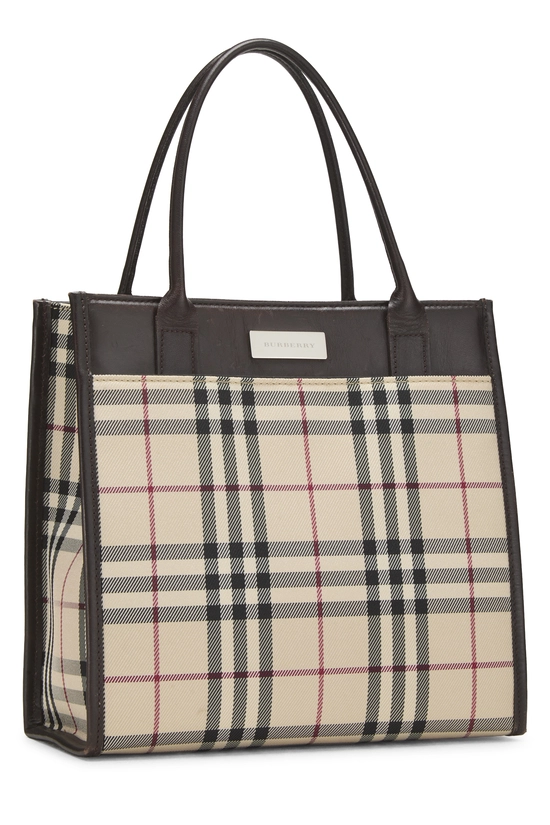 Brown House Check Jacquard Shopping Handbag Small, , large image number 1